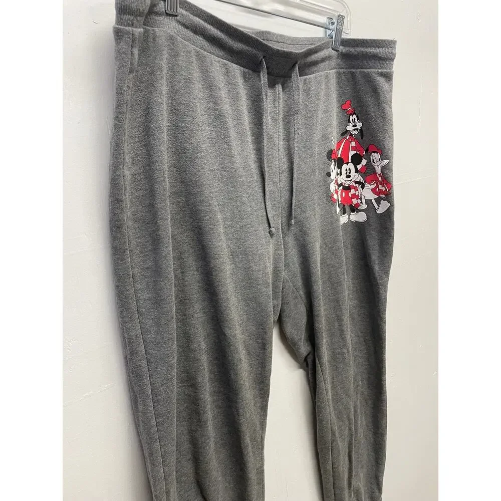 Disney Women's Jogging Lounge Pants Mickey Minnie Characters Size Large Gray - Picture 5 of 9